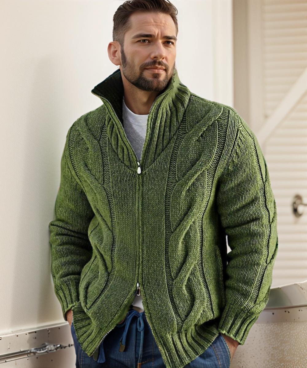Men's Cable Knit Double-Zip Cardigan