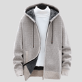 Men's Waffle Knit Fleece-Lined Zip Hooded Cardigan