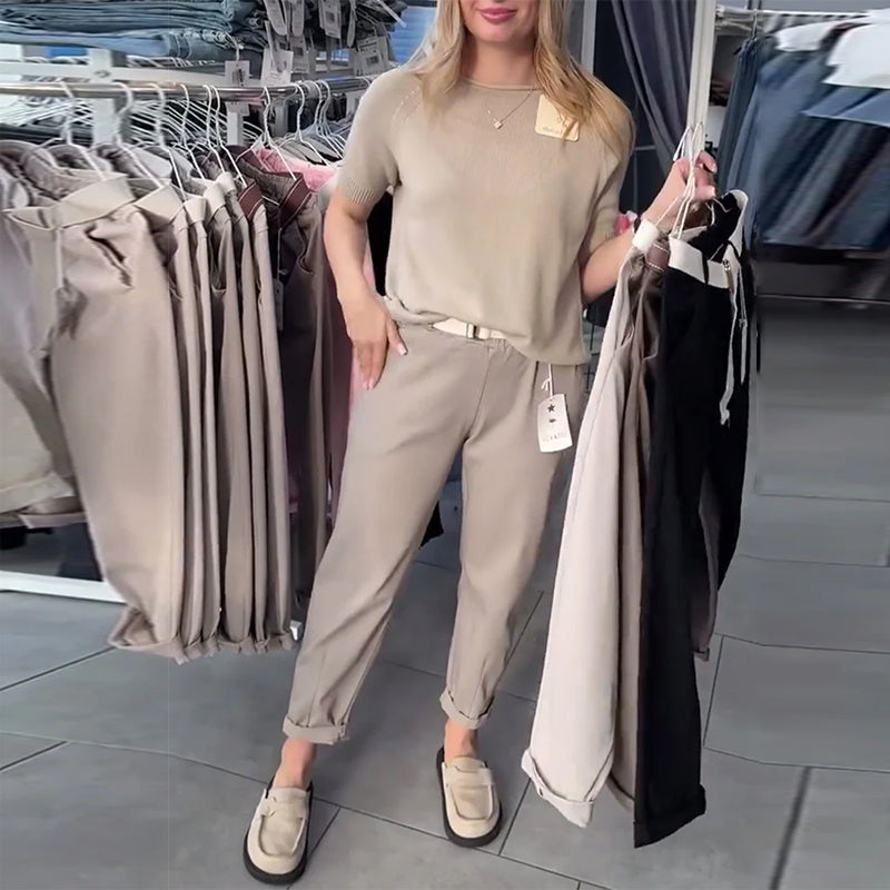 Women's Belted Straight-Leg Trousers