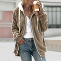 Women's Oversized Fleece Zip-Up Hooded Jacket