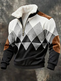 Men's Argyle Half-Zip Sweatshirt with Sherpa Collar
