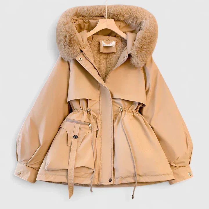 Women's Faux Fur Hooded Drawstring Parka