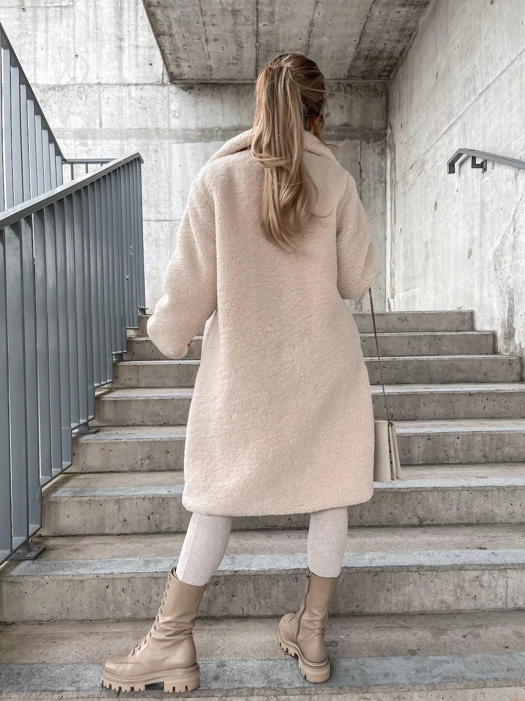 Women's Longline Teddy Button-Up Coat