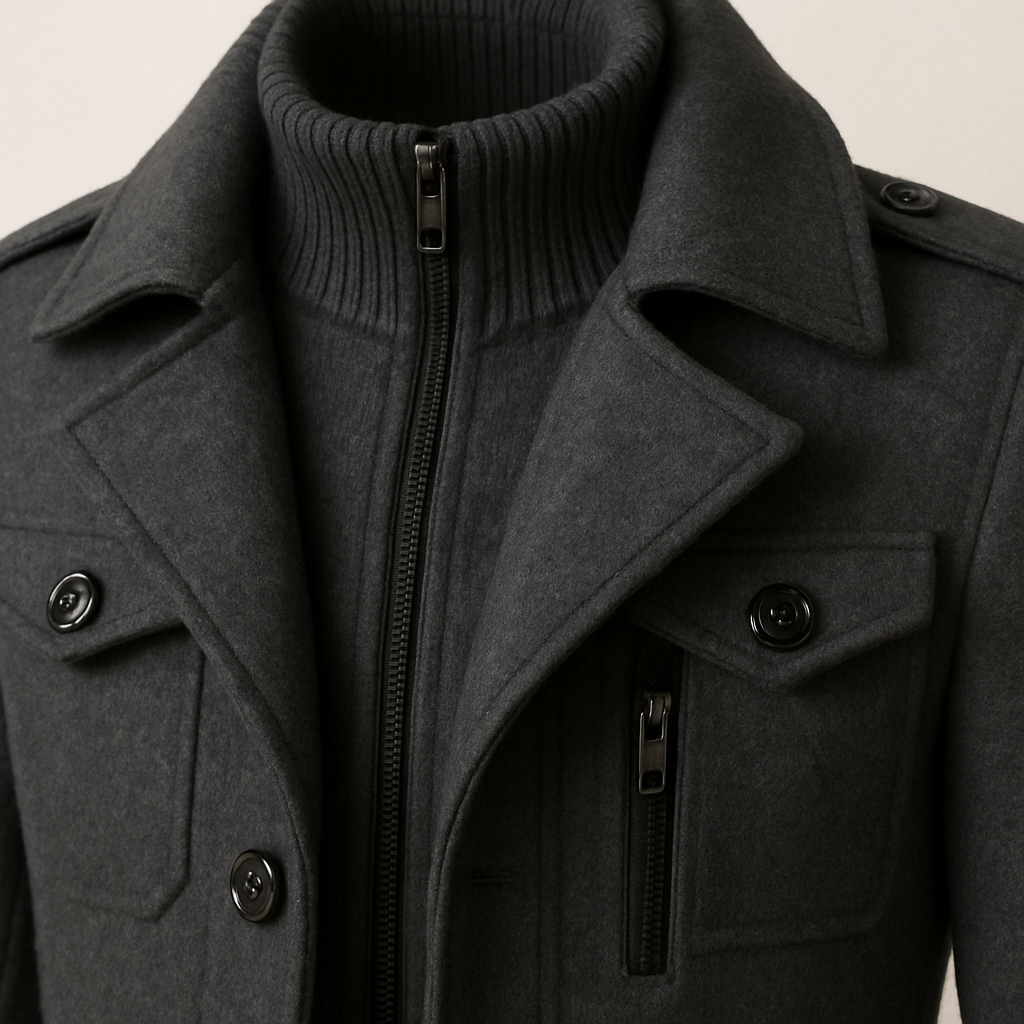 Men's Classic Wool-Blend Tailored Overcoat