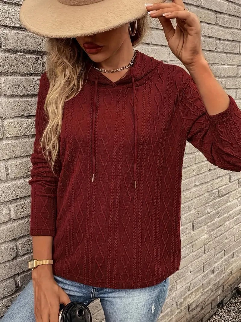 Women's Cable-Knit Drawstring Hooded Sweater