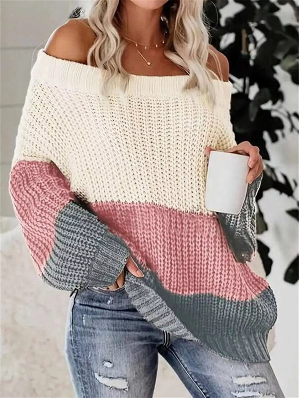 Women's Off-Shoulder Knit Sweater
