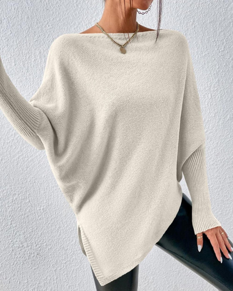 Women's Asymmetric Hem Batwing Knit Sweater
