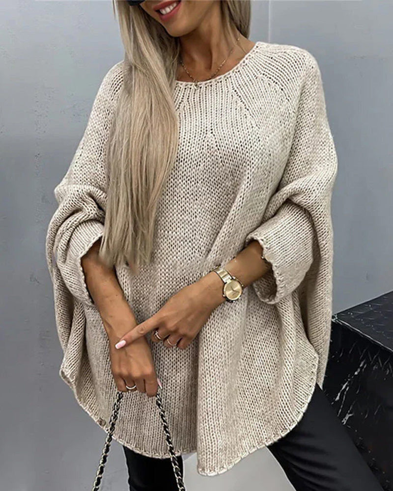 Women's Batwing Knit Poncho Sweater