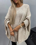 Women's Batwing Knit Poncho Sweater