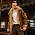 Men's Faux Shearling Lined Aviator Jacket