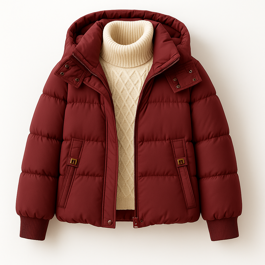 Lotte Cropped Puffer Jacket – Warm Hooded Quilted Winter Coat for Women
