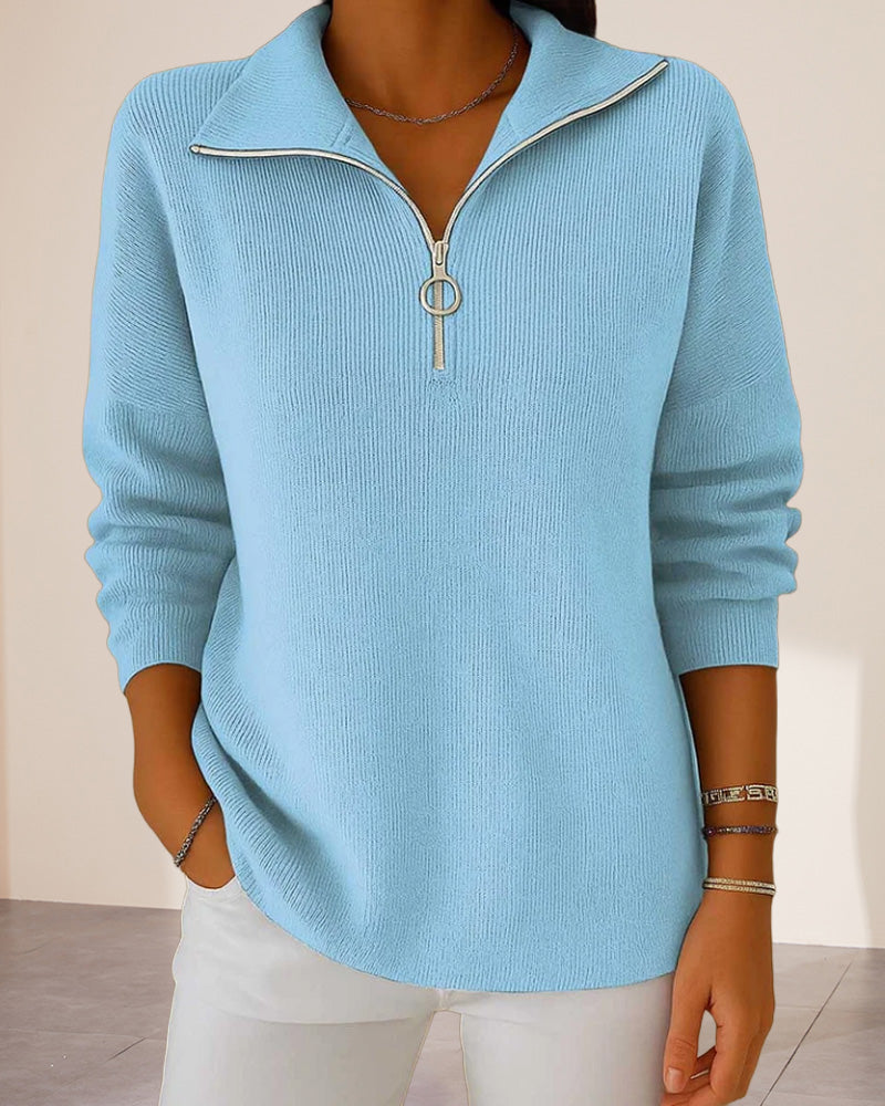 Women's Half-Zip Ribbed Knit Pullover
