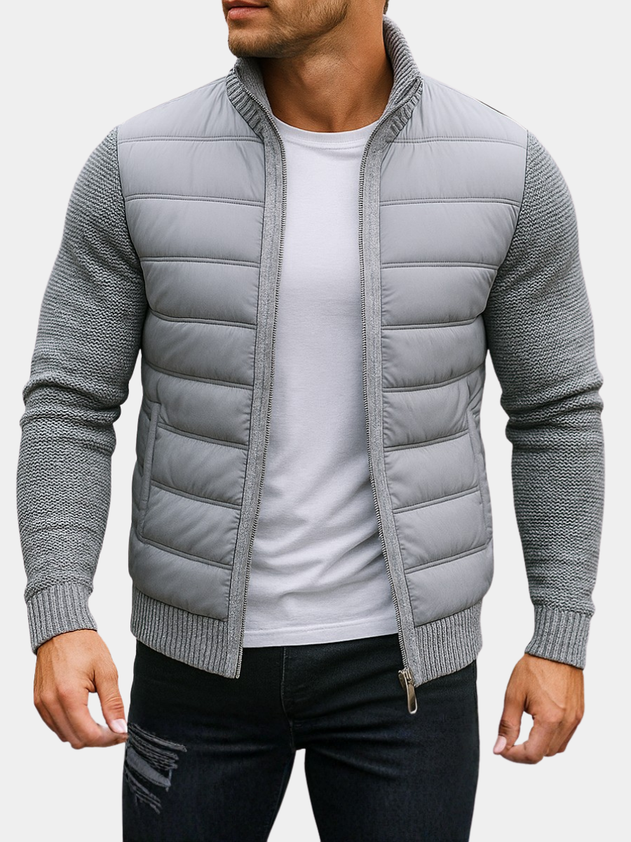 Men's Hybrid Quilted Jacket with Knit Sleeves