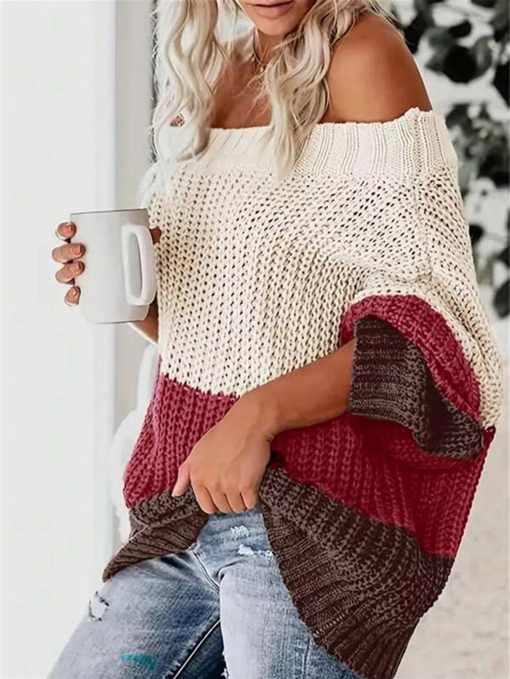 Women's Off-Shoulder Knit Sweater