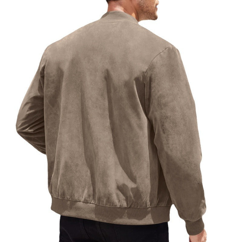 Men's Faux Suede Bomber Jacket