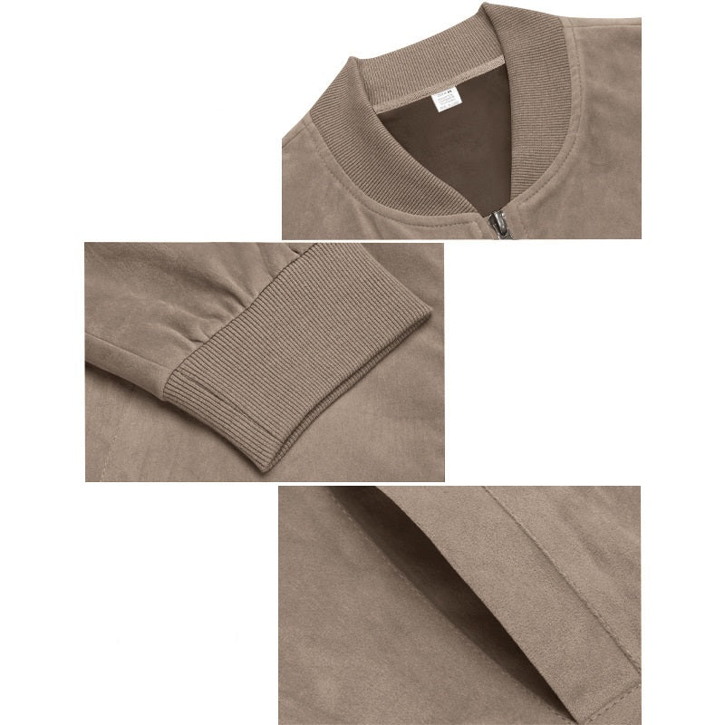 Men's Faux Suede Bomber Jacket