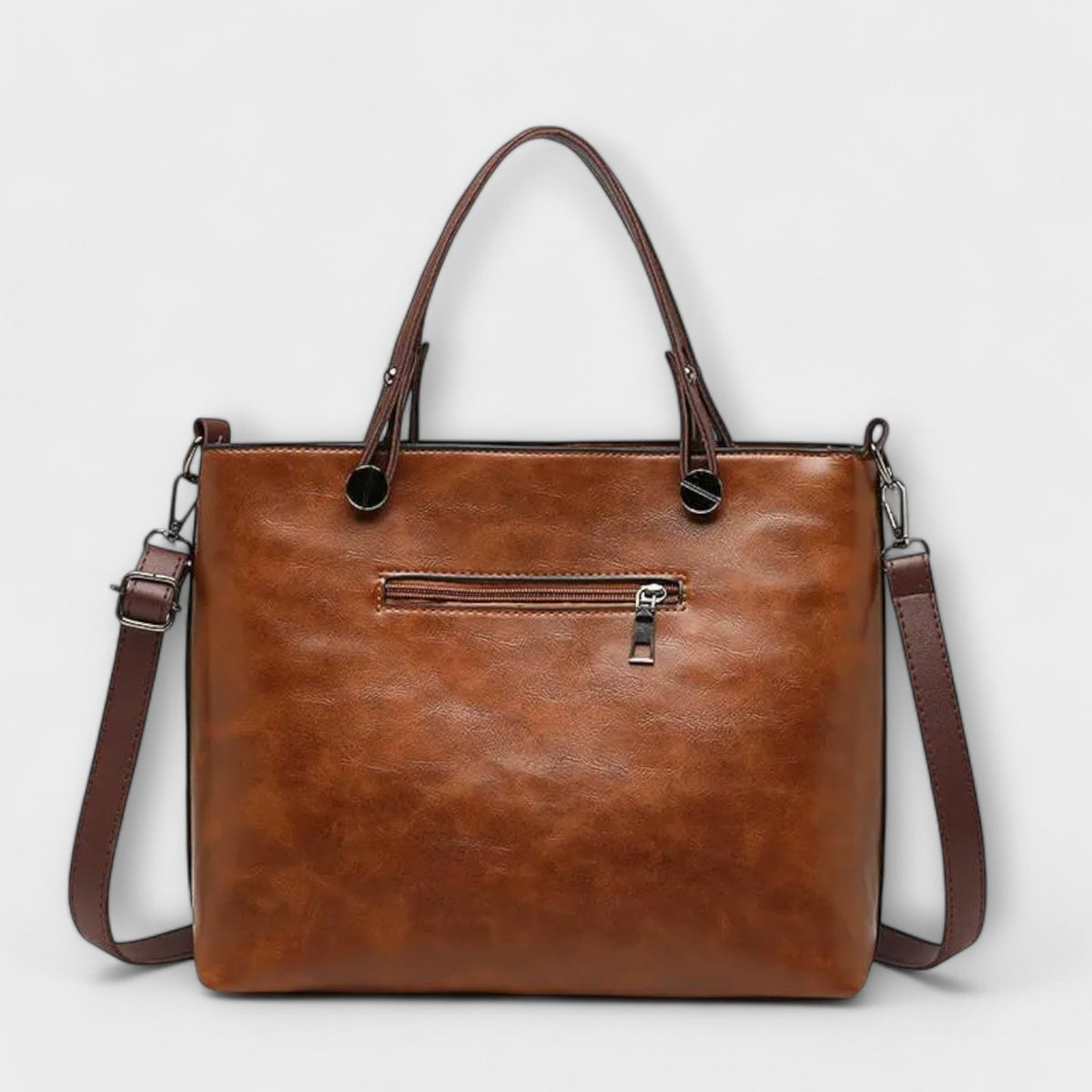 Women's Multi-Pocket Vintage Faux Leather Tote Bag