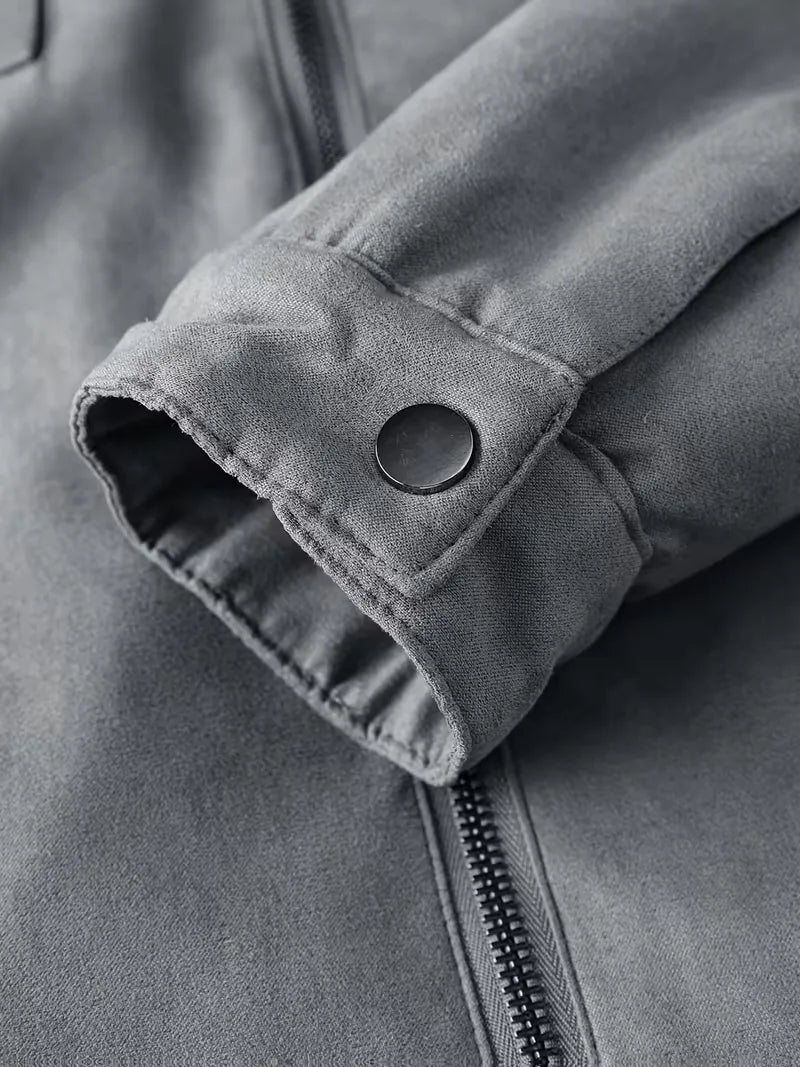 Men's Sherpa-Lined Faux Suede Trucker Jacket