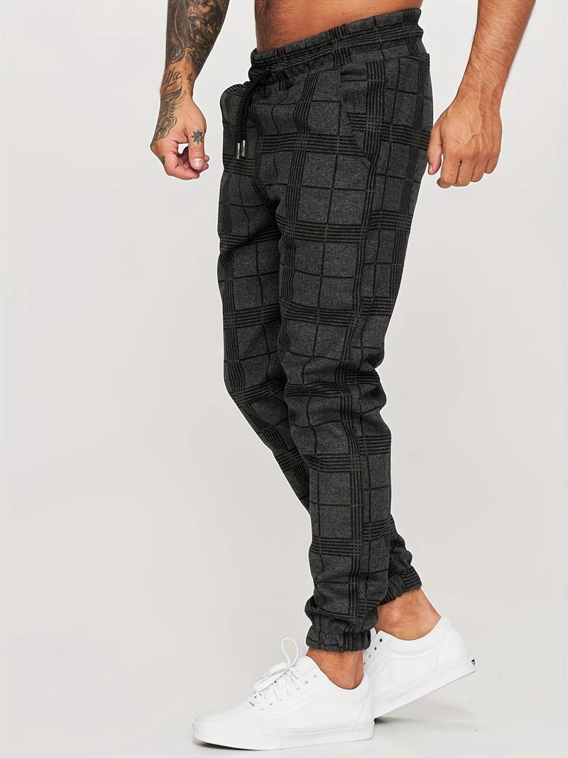 Men's Plaid Tapered Stretch Jogger Pants