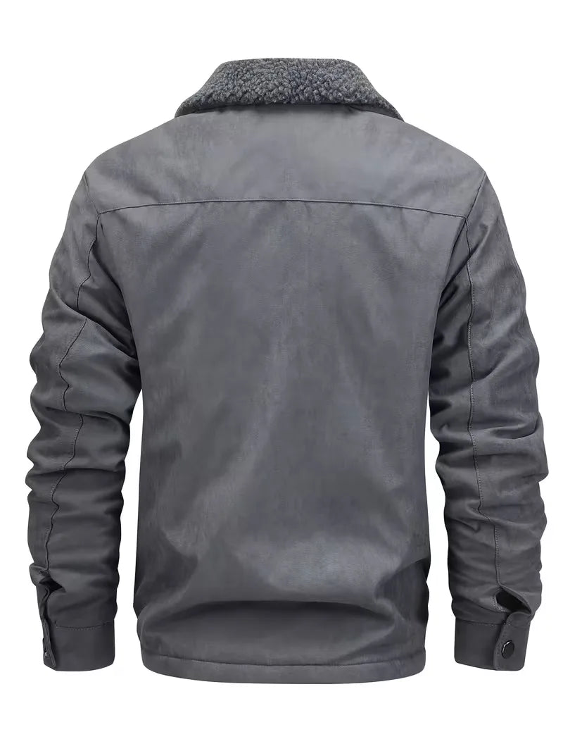 Men's Sherpa-Lined Faux Suede Trucker Jacket