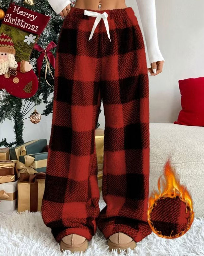 Women's Plaid Wide-Leg Lounge Pants