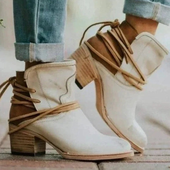 Women's Wrap-Tie Block Heel Ankle Boots