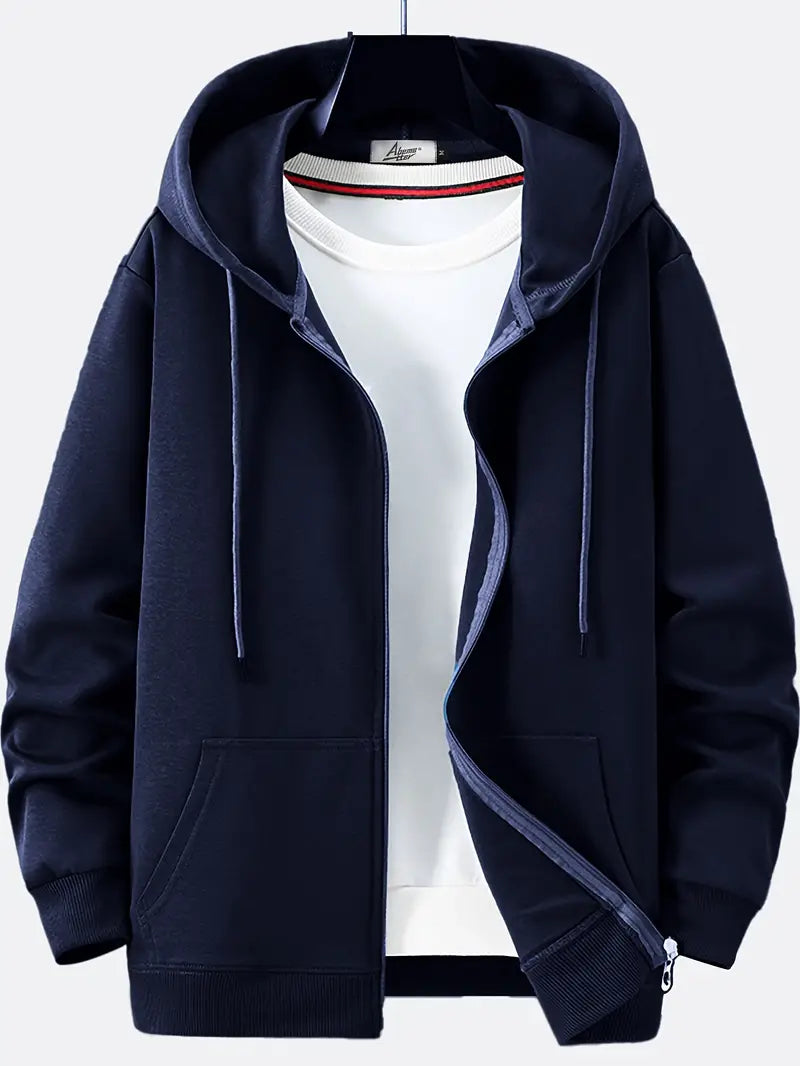 Men's Fleece Full-Zip Hoodie with Drawstring
