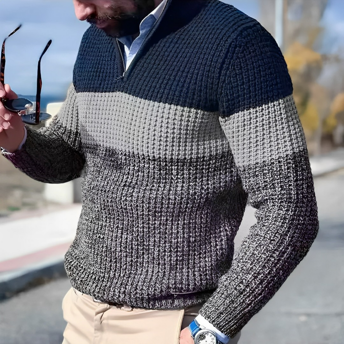 Men's Color Block Knit Sweater