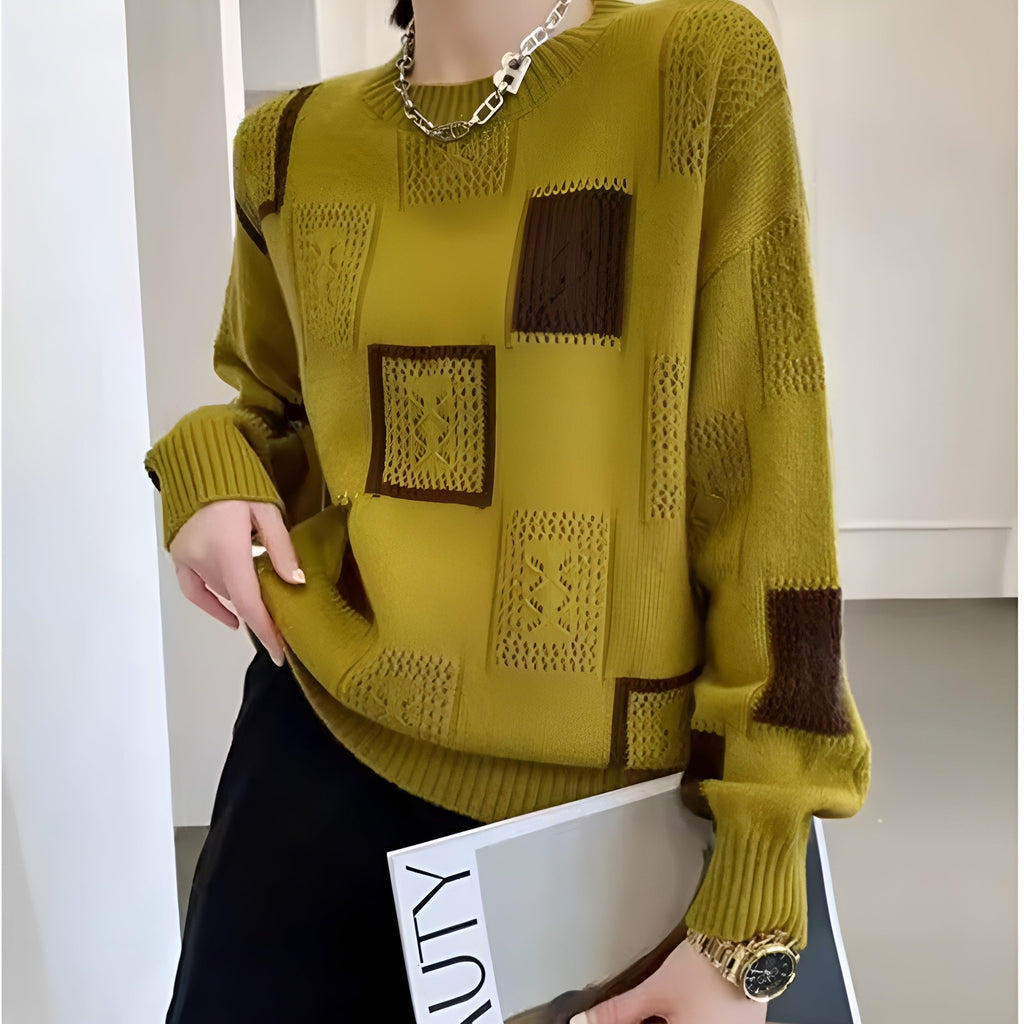 Women's Soft Patchwork Knit Sweater