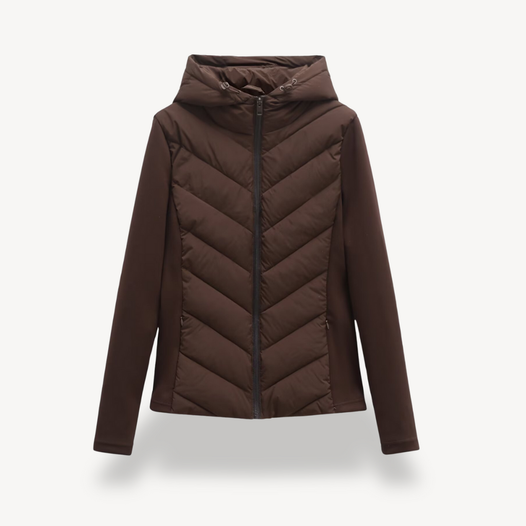 Women's Chevron Quilted Hybrid Hooded Jacket