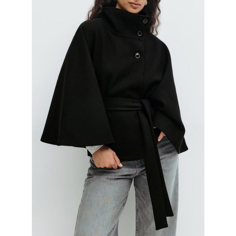 Women's High-Collar Cape Coat – Luxe & Elegant Winter Coat