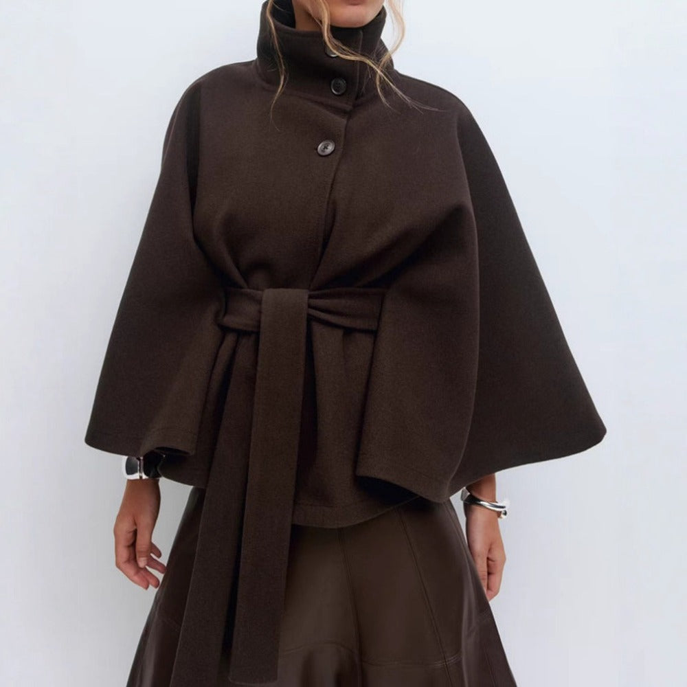 Women's High-Collar Cape Coat – Luxe & Elegant Winter Coat