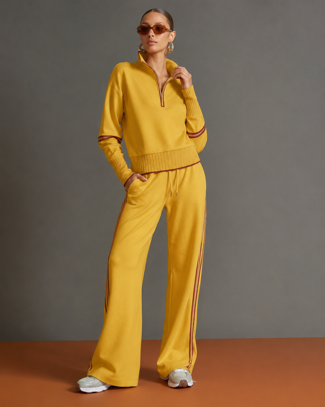 Women's Two-Piece Zip Loungewear Set