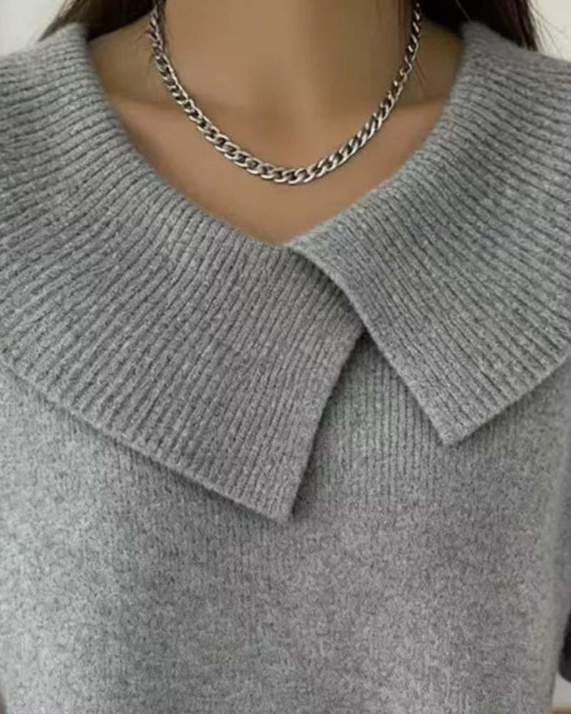Women's Oversized Lapel Collar Knit Pullover