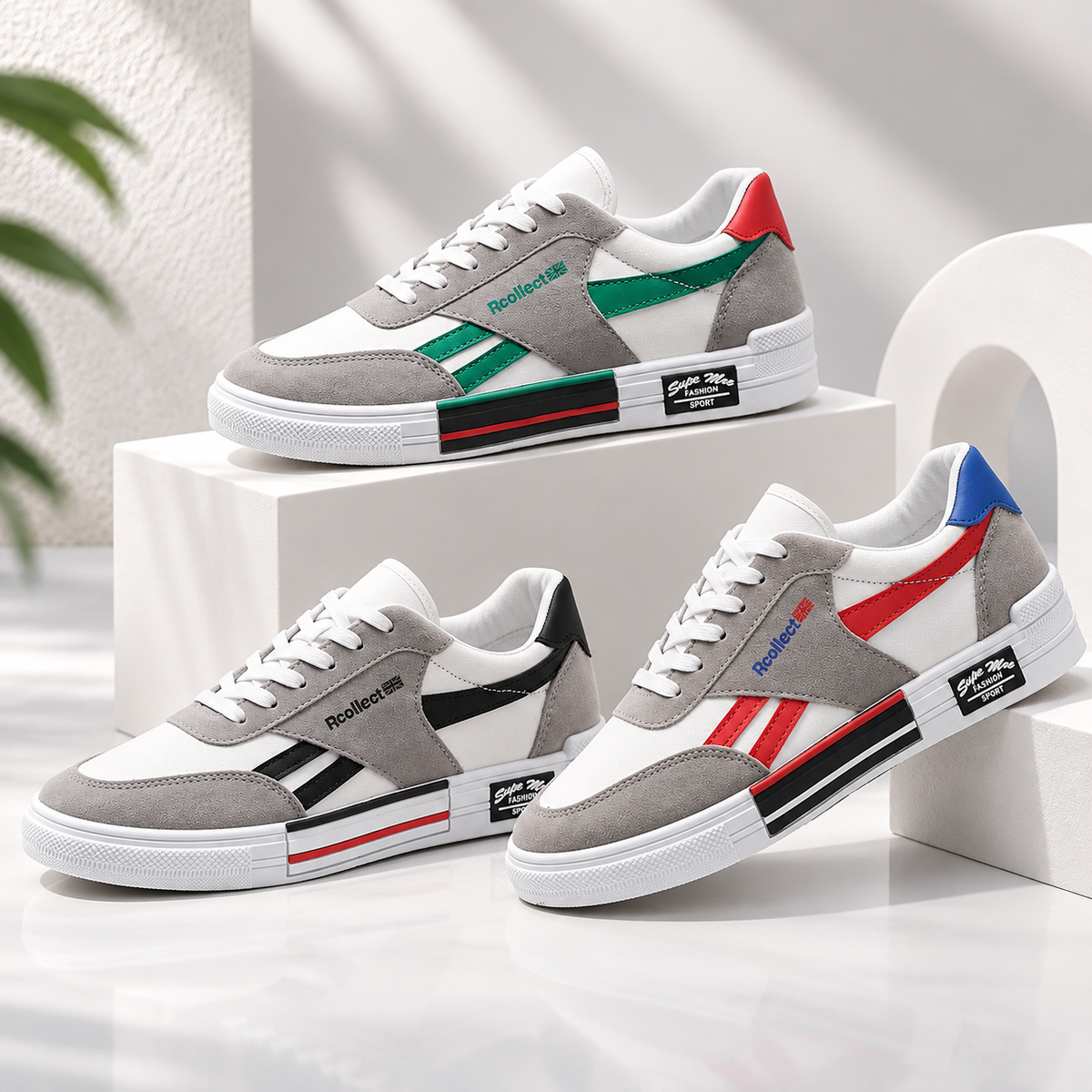 Men's Striped Low-Top Sneakers