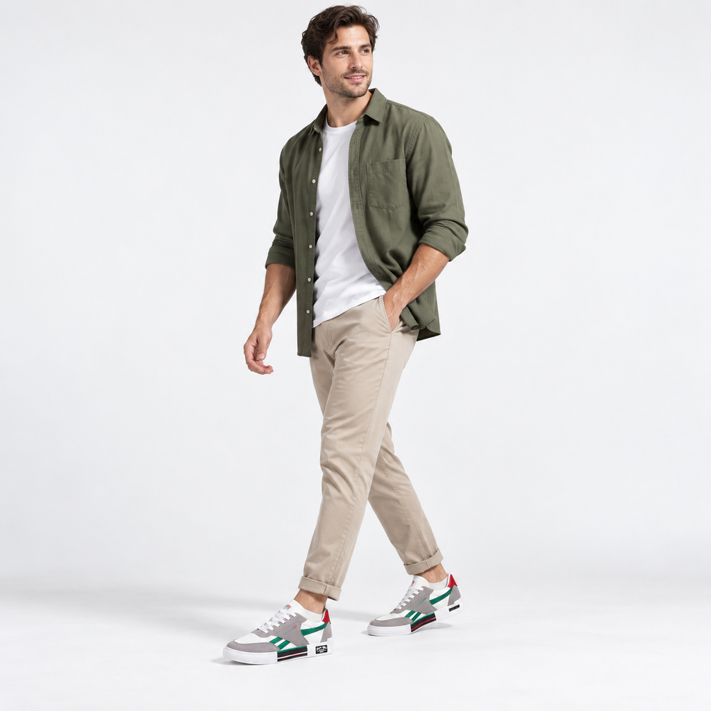 Men's Striped Low-Top Sneakers