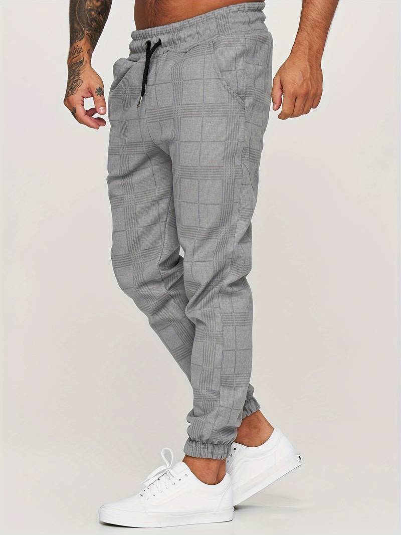 Men's Plaid Tapered Stretch Jogger Pants