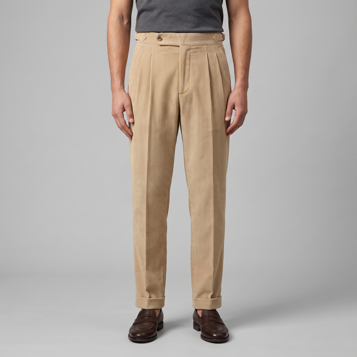 Men's Pleated Corduroy Trousers