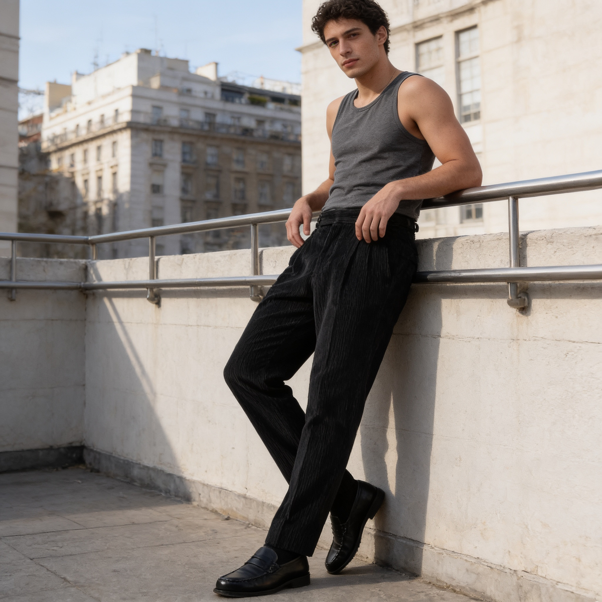 Men's Pleated Corduroy Trousers