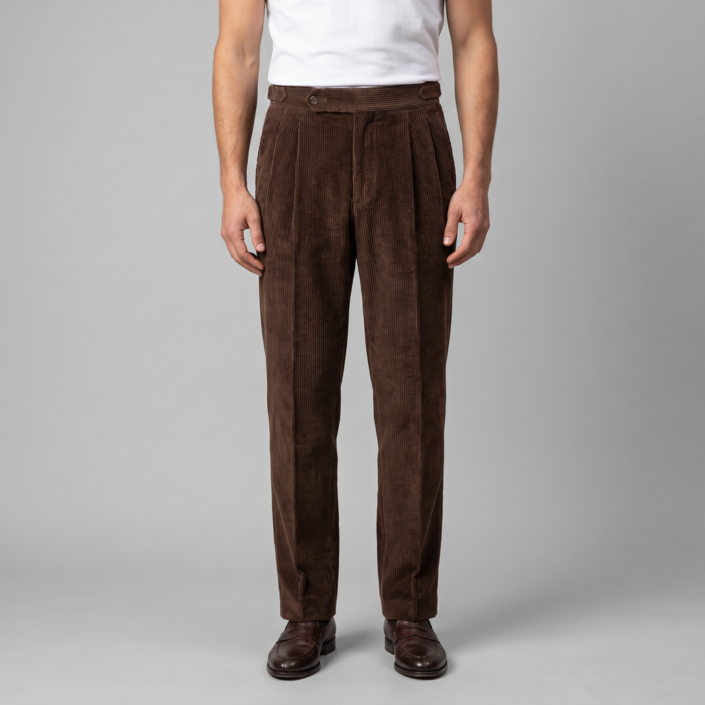 Men's Pleated Corduroy Trousers