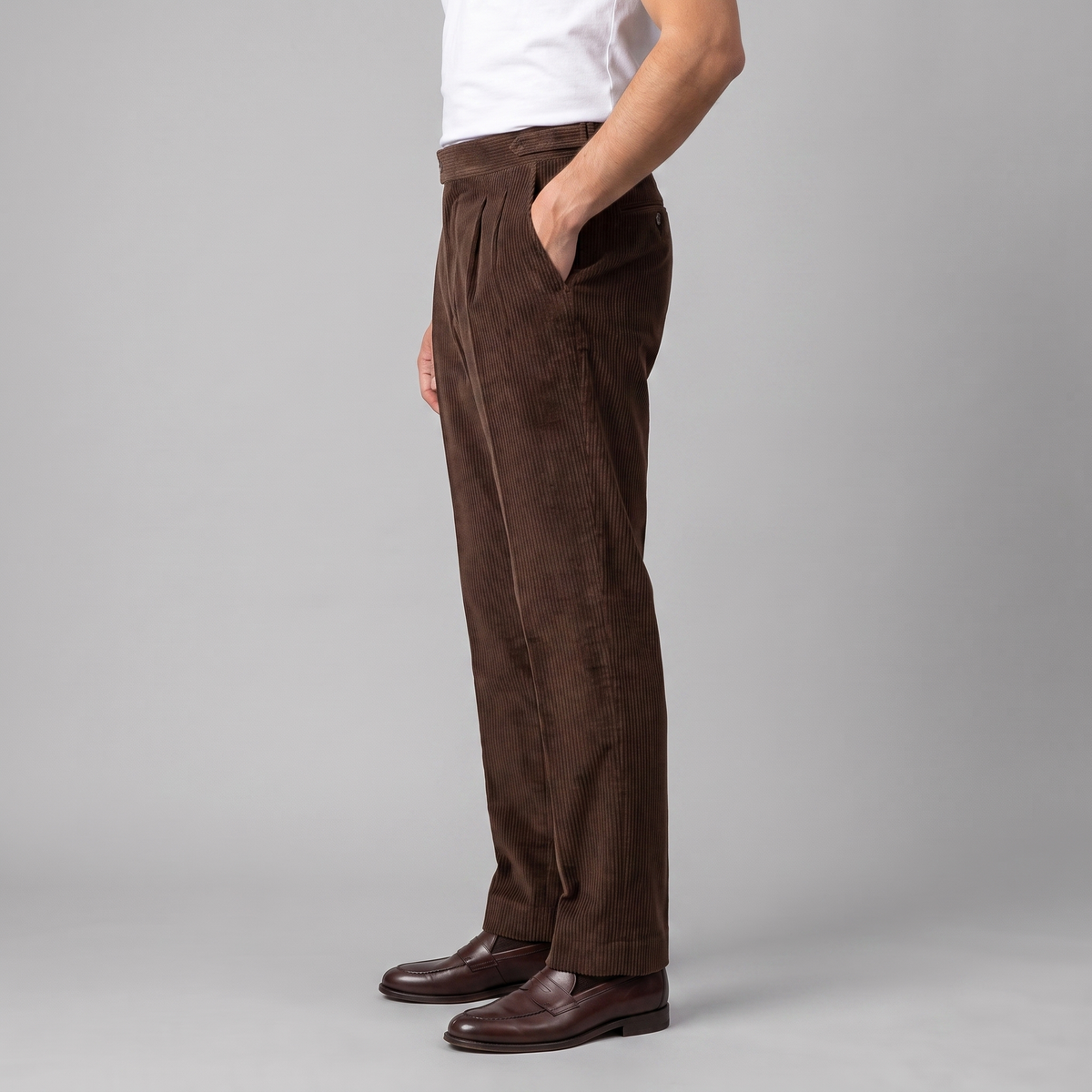 Men's Pleated Corduroy Trousers