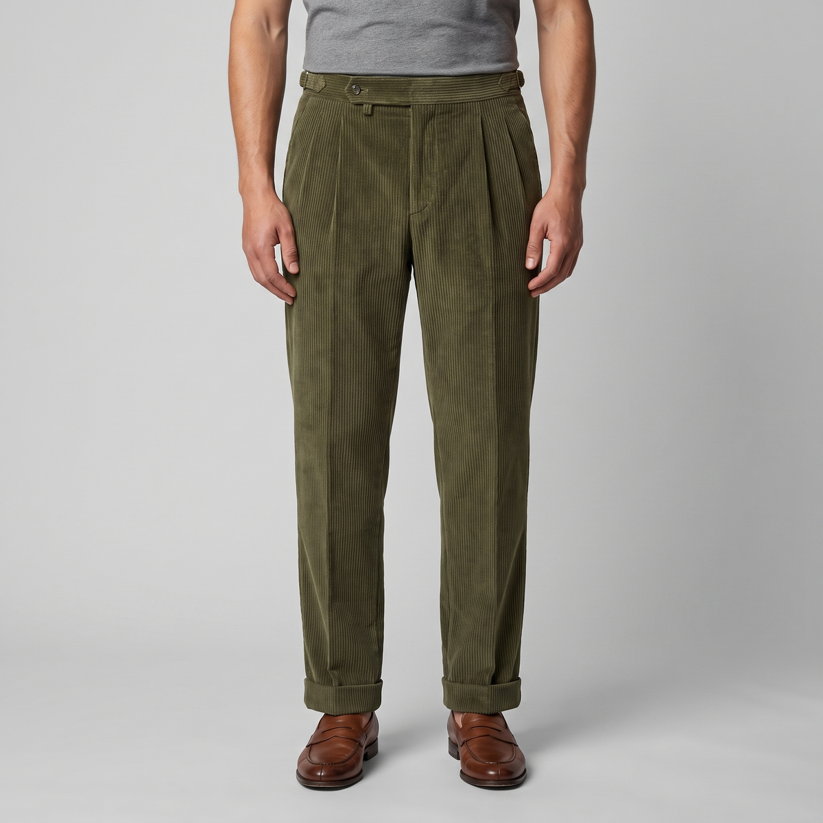 Men's Pleated Corduroy Trousers