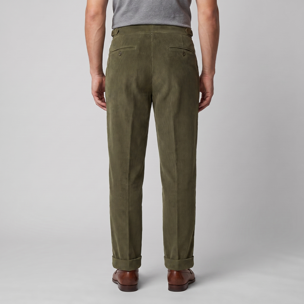 Men's Pleated Corduroy Trousers