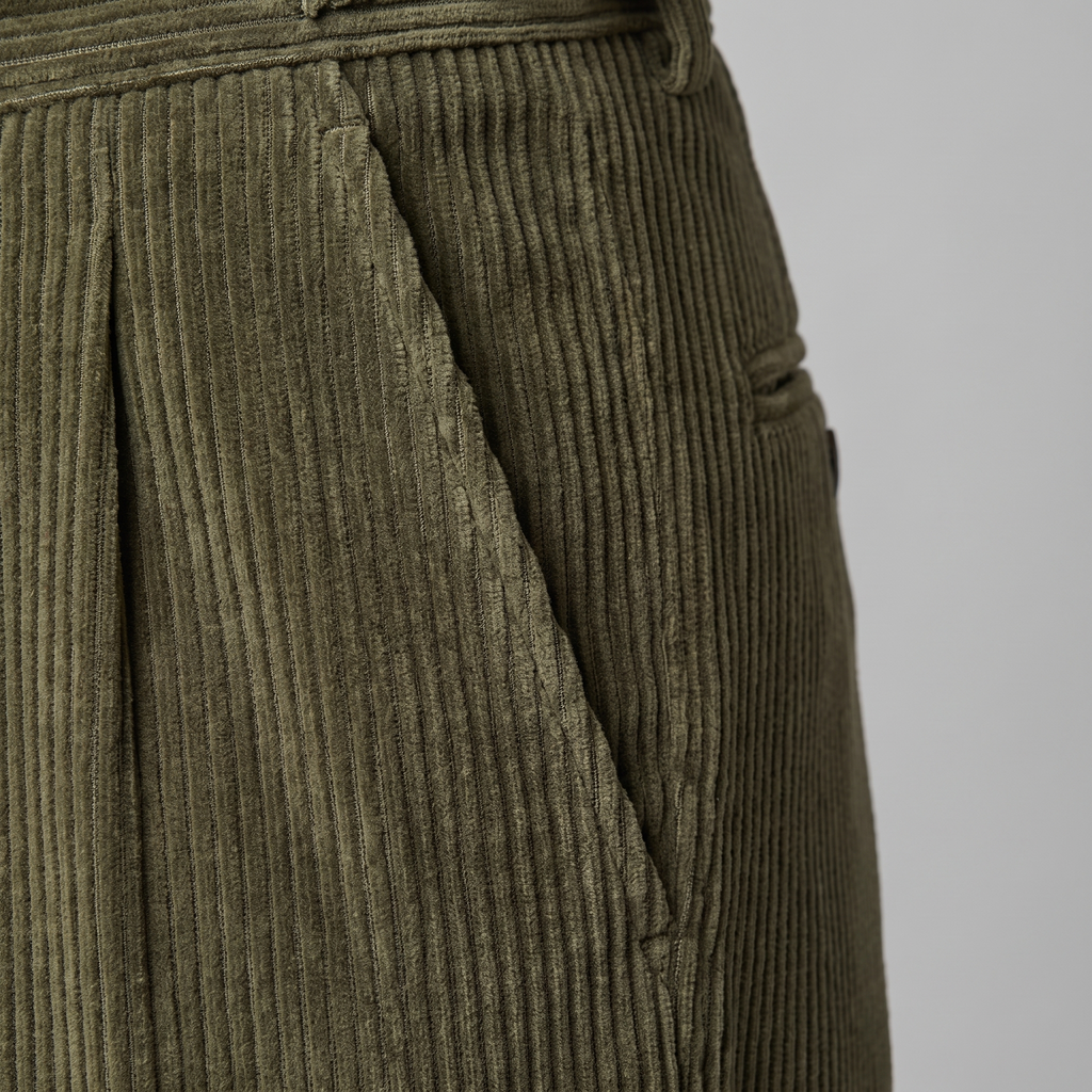 Men's Pleated Corduroy Trousers