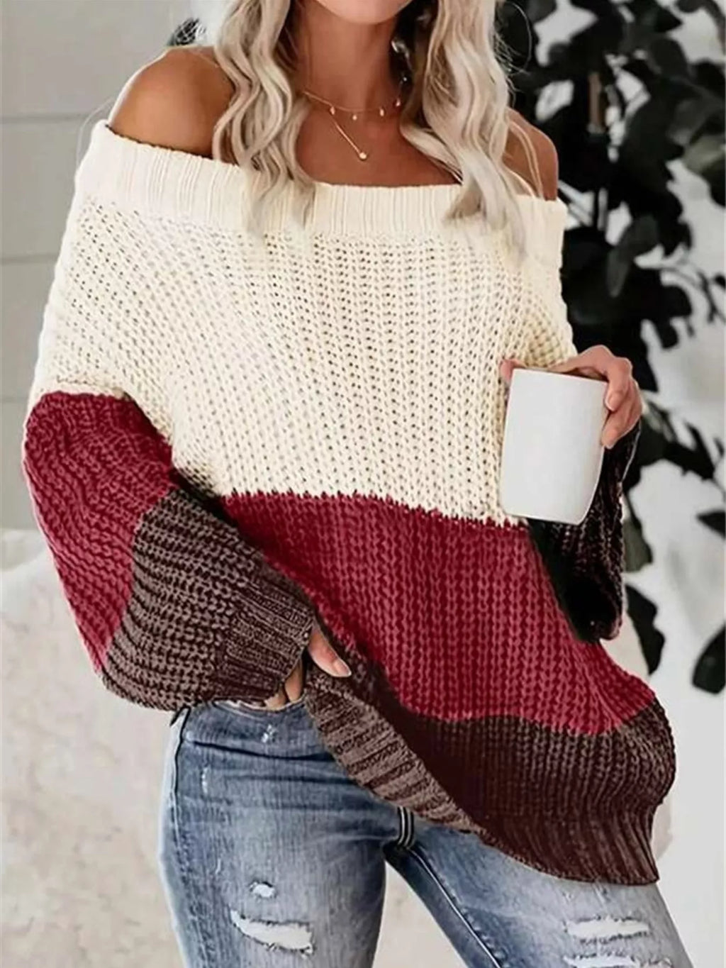 Women's Off-Shoulder Knit Sweater