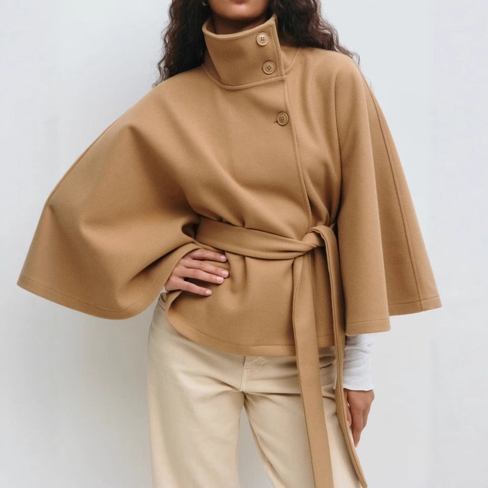 Women's High-Collar Cape Coat – Luxe & Elegant Winter Coat