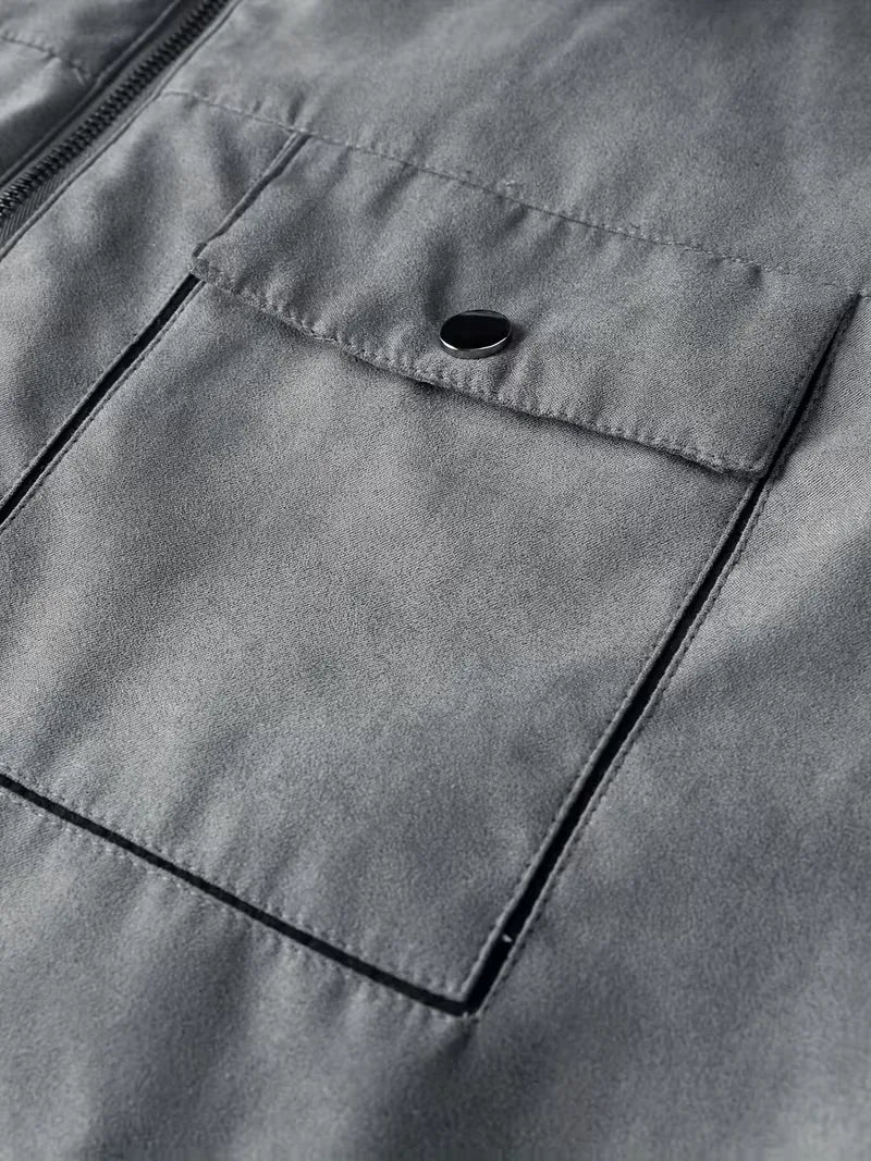 Men's Sherpa-Lined Faux Suede Trucker Jacket
