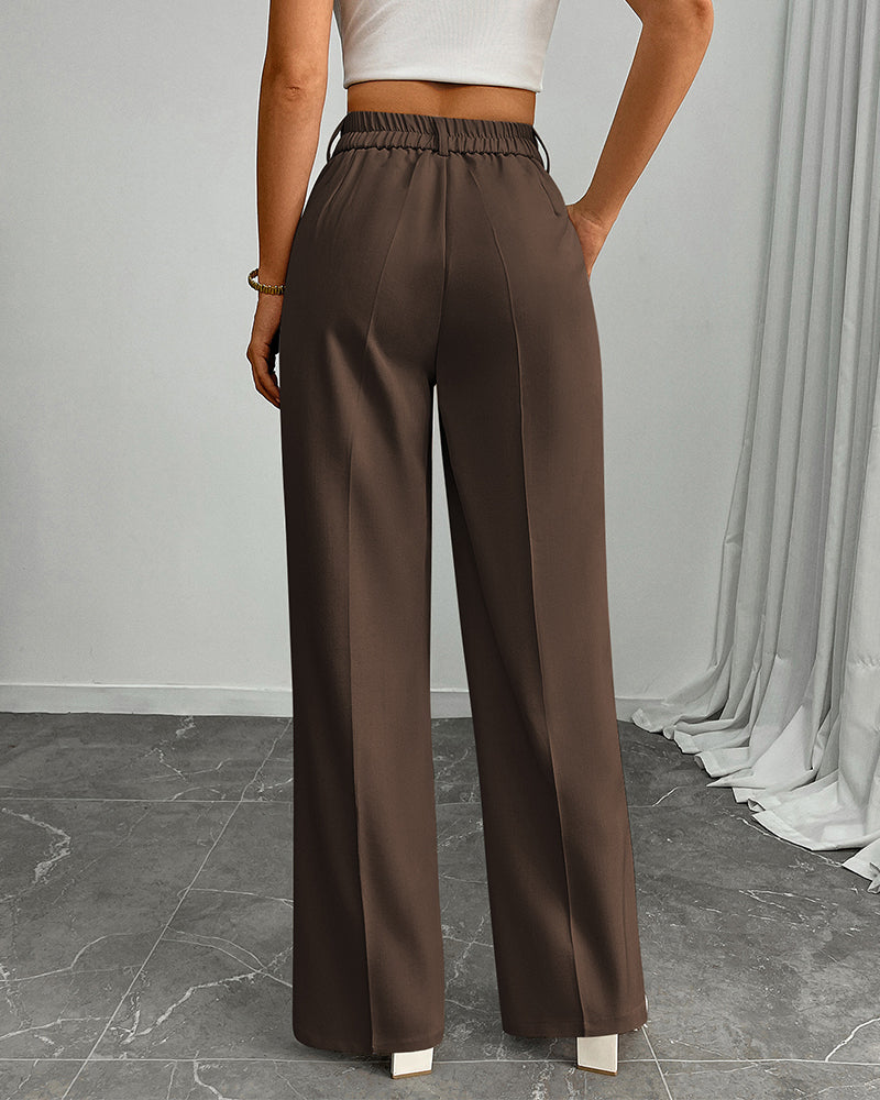 Women's High-Waisted Pleated Wide-Leg Pants