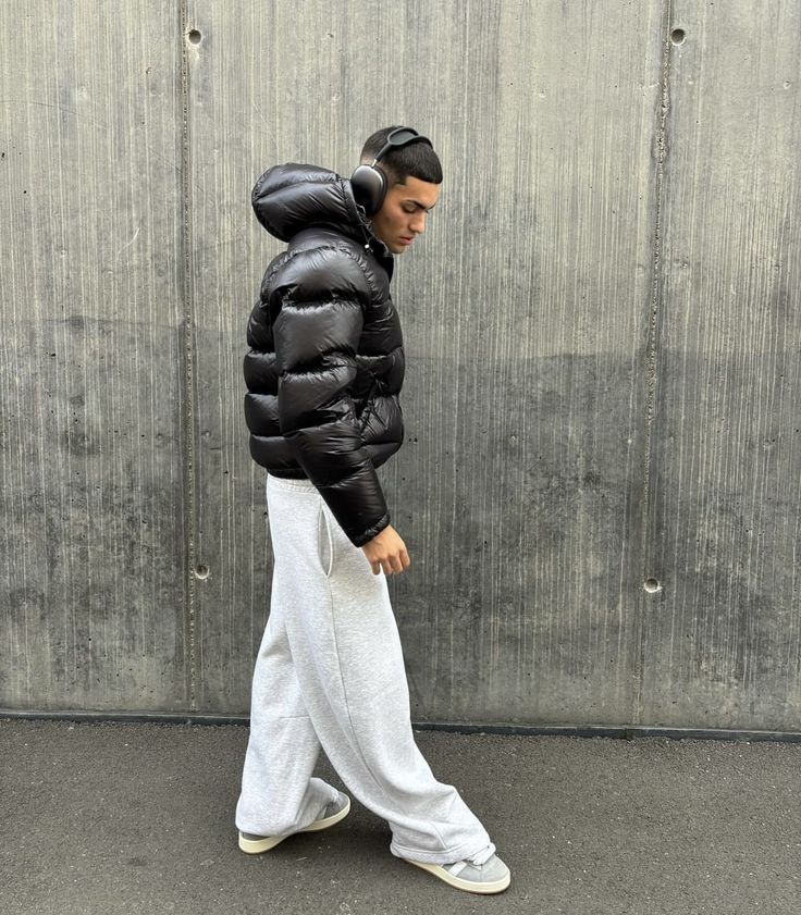 Men's Glossy Puffer Jacket with Hood