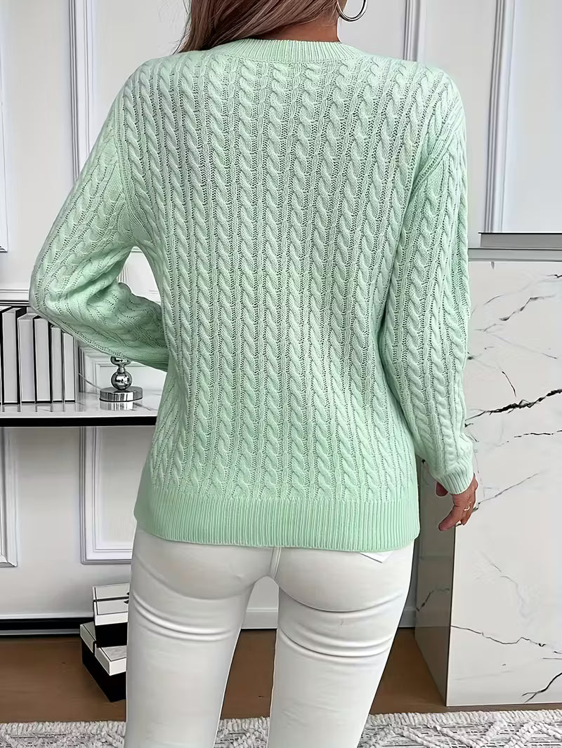 Women's Cable Knit Crewneck Sweater